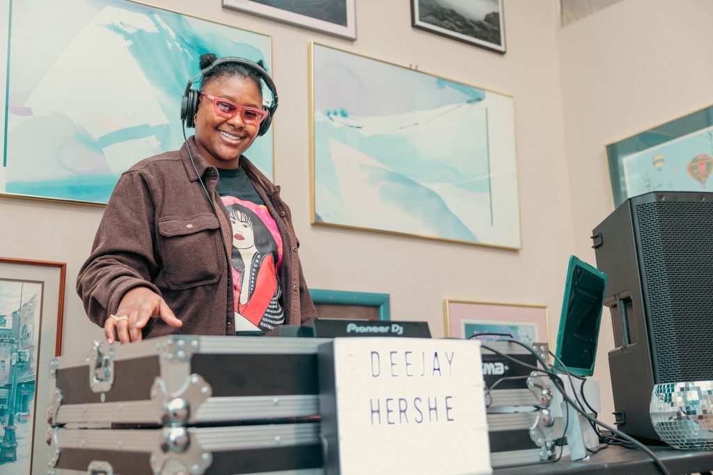 Deejay Hershe at a recent musical and fashion event at the River event space.