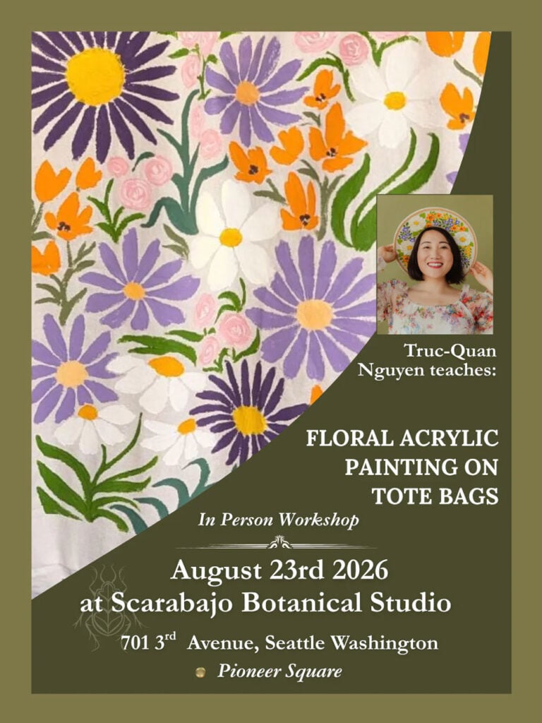 Floral Acrylic Painting Workshop on Tote Bags at Scarabajo Botanical Studio on August 23